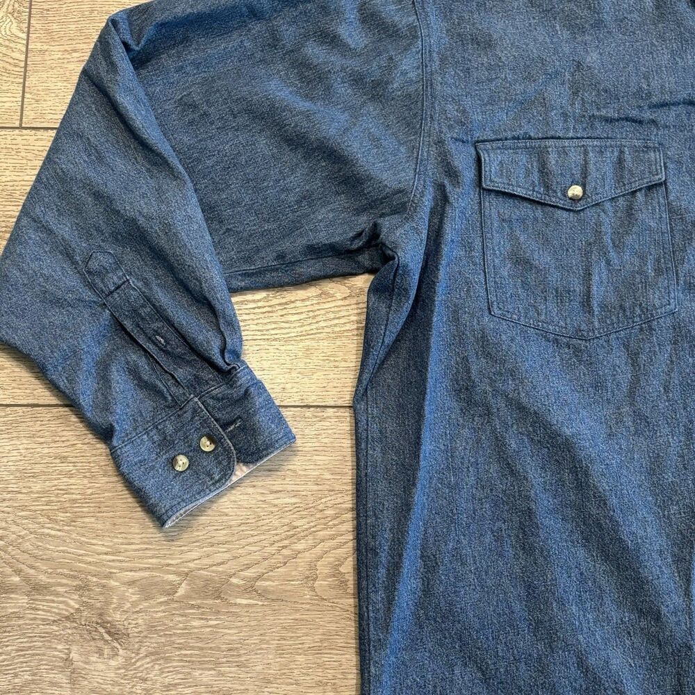 Wrangler Denim Button Down Shirt Mens XL Long Sleeve Workwear Western Vintage - Picture 3 of 7